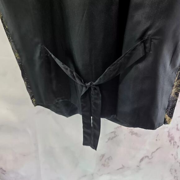 Vintage Vest Mens Medium Black 80s Glam Gold Velvet Formal Satin Party Rock - Picture 6 of 10